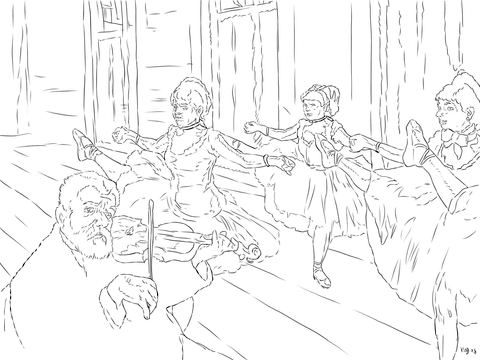 The Rehearsal By Edgar Degas Coloring Page